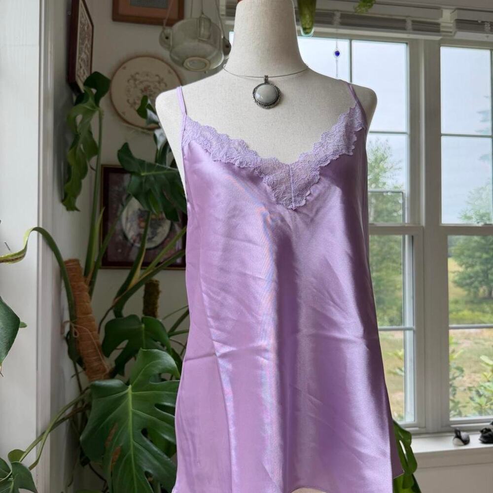NWT Purple Satin Lace Lingerie Top Large